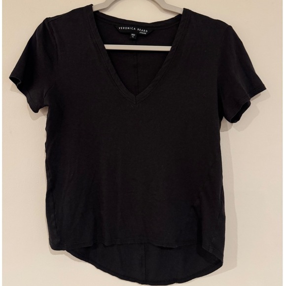 Veronica Beard Jeans V-Neck Tee Black‎ Casual Everyday Top XS - Picture 1 of 5